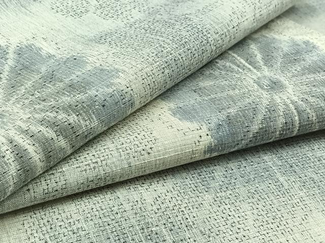 平和屋着物▽小千谷紬　単衣　舞花文　正絹　逸品　未使用　AAAZ0717jh