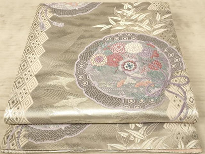 平和屋着物◎六通柄袋帯　唐織　巧芸箔　鏡裏秋草　正絹　逸品　AAAZ0805dt