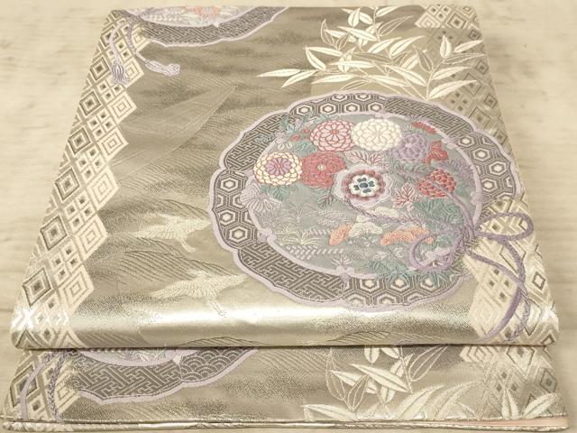 平和屋着物◎六通柄袋帯　唐織　巧芸箔　鏡裏秋草　正絹　逸品　AAAZ0805dt