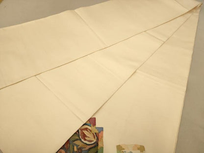 平和屋着物◎太鼓柄袋帯 紬地 更紗花文 正絹 逸品 AAAZ0837dt