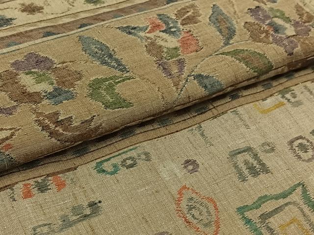 平和屋着物▽訪問着 単衣 小千谷紬地 吉祥花文 正絹 逸品 AAAZ0962jh