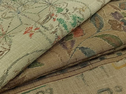平和屋着物▽訪問着 単衣 小千谷紬地 吉祥花文 正絹 逸品 AAAZ0962jh