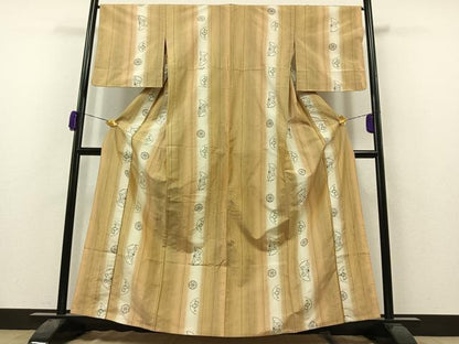 平和屋着物▽上質な紬 単衣 片輪車間道 正絹 逸品 未使用 AAAZ0964jh