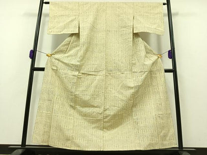 平和屋着物▽上質な紬　単衣　亀甲文様　正絹　逸品　AAAZ0968jh