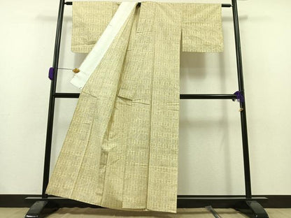平和屋着物▽上質な紬　単衣　亀甲文様　正絹　逸品　AAAZ0968jh