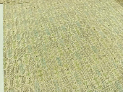 平和屋着物▽上質な紬　単衣　亀甲文様　正絹　逸品　AAAZ0968jh