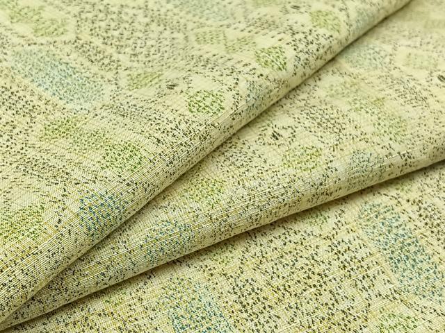 平和屋着物▽上質な紬　単衣　亀甲文様　正絹　逸品　AAAZ0968jh