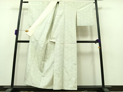 平和屋着物▽上質な紬 単衣 麻の葉文様 正絹 逸品 AAAZ0970jh