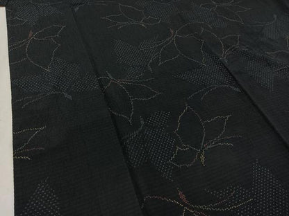 平和屋着物▽上質な紬 単衣 舞蝶文 正絹 逸品 AAAZ0971jh