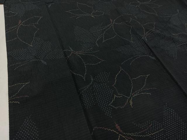 平和屋着物▽上質な紬 単衣 舞蝶文 正絹 逸品 AAAZ0971jh