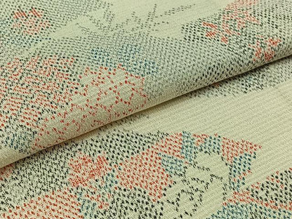 平和屋着物▽本塩沢　単衣　地紙花文　正絹　逸品　AAAZ0973jh