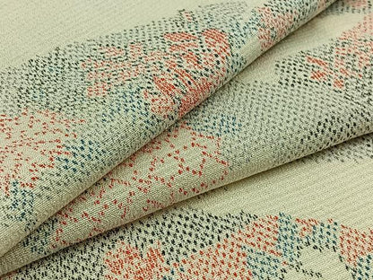 平和屋着物▽本塩沢　単衣　地紙花文　正絹　逸品　AAAZ0973jh