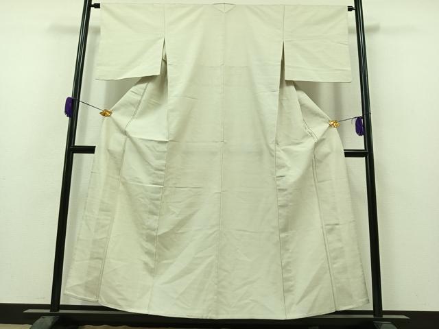 平和屋着物▽上質な紬　単衣　色無地　白緑色　正絹　逸品　AAAZ0974jh