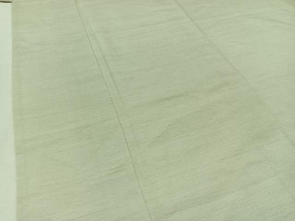 平和屋着物▽上質な紬　単衣　色無地　白緑色　正絹　逸品　AAAZ0974jh