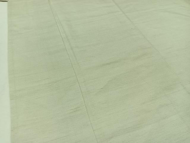 平和屋着物▽上質な紬　単衣　色無地　白緑色　正絹　逸品　AAAZ0974jh