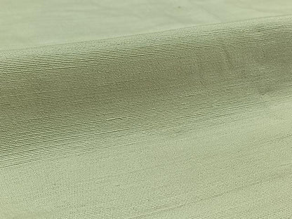 平和屋着物▽上質な紬　単衣　色無地　白緑色　正絹　逸品　AAAZ0974jh