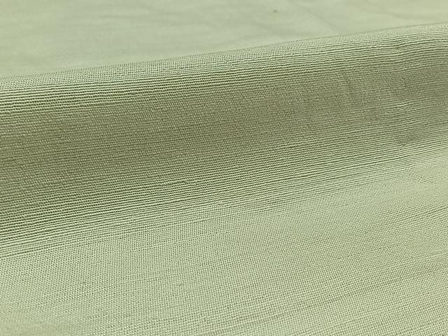 平和屋着物▽上質な紬　単衣　色無地　白緑色　正絹　逸品　AAAZ0974jh