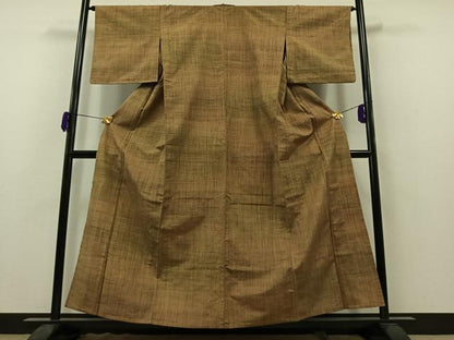 平和屋着物▽上質な紬　単衣　霞文　正絹　逸品　AAAZ0984jh