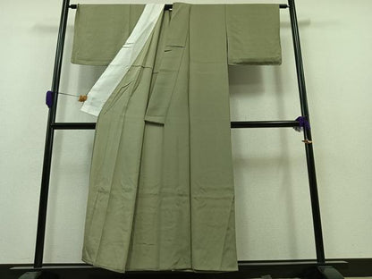 平和屋着物▽江戸小紋 単衣 鮫小紋柄 柳鼠色 正絹 逸品 AAAZ0986jh