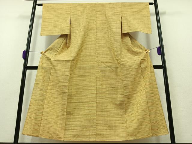 平和屋着物▽上質な紬 単衣 格子 正絹 逸品 未使用 AAAZ0988jh