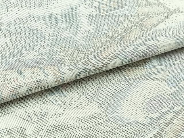 平和屋着物▽本場大島紬　白大島　単衣　風景文　正絹　逸品　AAAZ0989jh