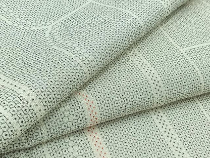 平和屋着物▽本塩沢 単衣 110亀甲 幾何学文様 正絹 逸品 AAAZ0990jh