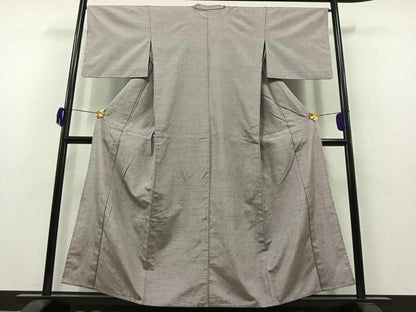 平和屋着物▽上質な紬 単衣 菱文 正絹 逸品 AAAZ0991jh