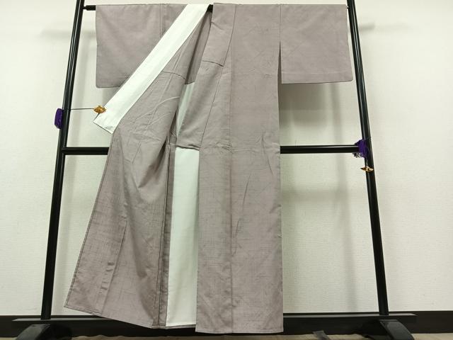 平和屋着物▽上質な紬 単衣 菱文 正絹 逸品 AAAZ0991jh