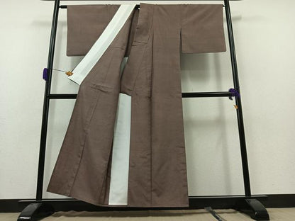 平和屋着物▽上質な紬 単衣 幾何学文様 正絹 逸品 AAAZ0993jh