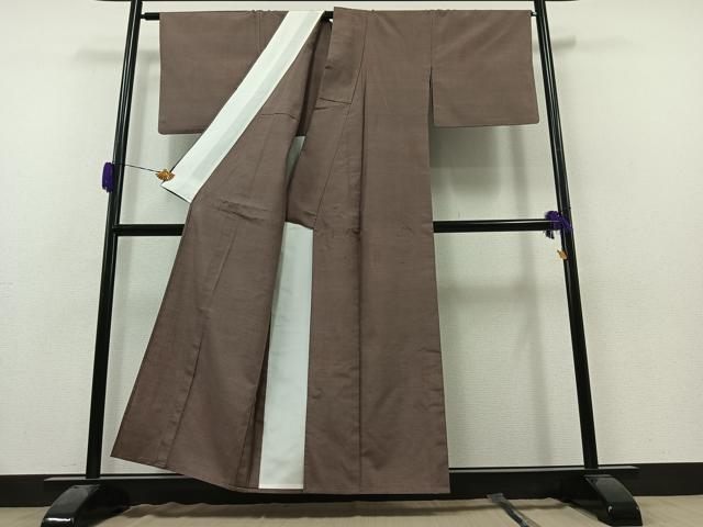 平和屋着物▽上質な紬 単衣 幾何学文様 正絹 逸品 AAAZ0993jh