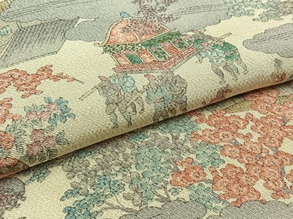 平和屋着物▽上質な小紋 単衣 人物風景文 鬼しぼ縮緬 正絹 逸品 AAAZ0994jh