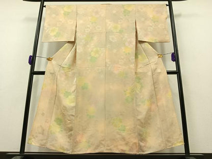 平和屋着物▽上質な小紋 単衣 草花地紋 暈し染め 正絹 逸品 AAAZ0996jh