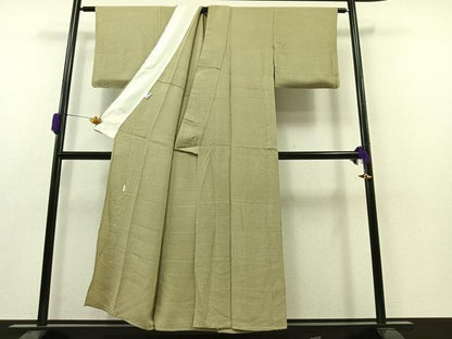 平和屋着物▽本加賀友禅作家　押田正義　色無地　単衣　裏葉柳色　正絹　逸品　AAAZ0997jh