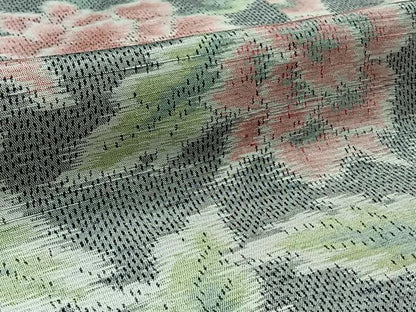 平和屋着物▽上質な紬 単衣 草花文 正絹 逸品 AAAZ1000jh