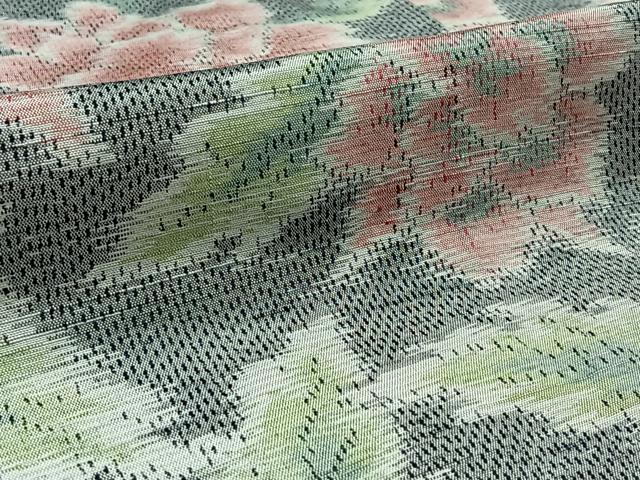 平和屋着物▽上質な紬 単衣 草花文 正絹 逸品 AAAZ1000jh