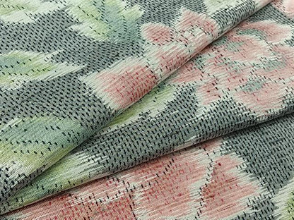 平和屋着物▽上質な紬 単衣 草花文 正絹 逸品 AAAZ1000jh