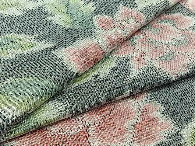 平和屋着物▽上質な紬 単衣 草花文 正絹 逸品 AAAZ1000jh