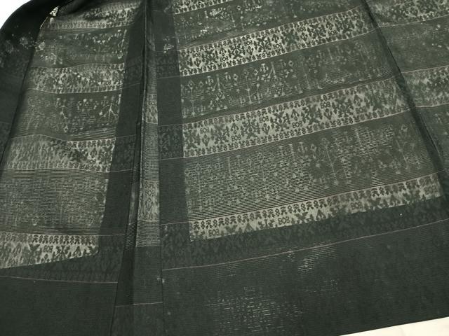 平和屋着物▽羽織 スリーシーズン 春夏秋 塵除け 横段文 黒地 正絹 逸品 AAAZ1099fy