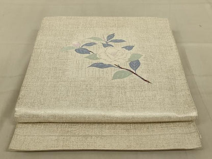 平和屋着物◎太鼓柄袋帯 唐織 草花文 銀糸 正絹 逸品 AAAZ1128ou