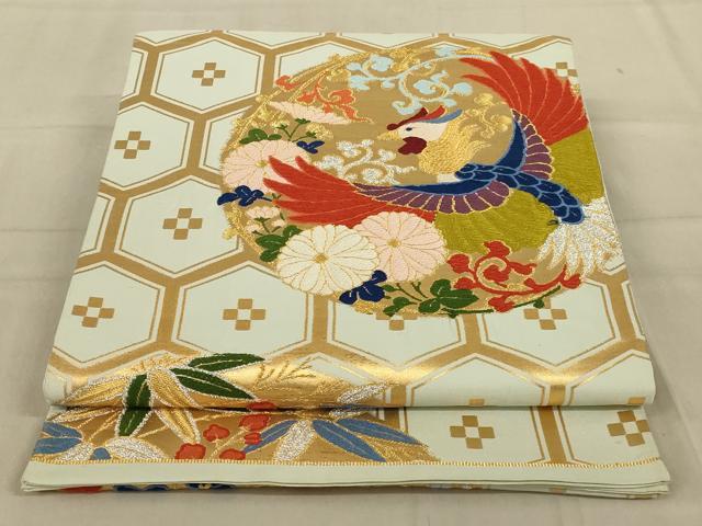 平和屋着物◎六通柄袋帯　唐織　鳳凰花文　金銀糸　正絹　逸品　AAAZ1158ou