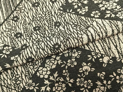 平和屋着物▽上質な小紋　単衣　切嵌草花文　正絹　逸品　AAAZ1389fy