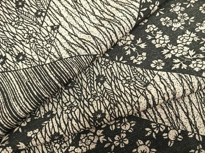平和屋着物▽上質な小紋　単衣　切嵌草花文　正絹　逸品　AAAZ1389fy