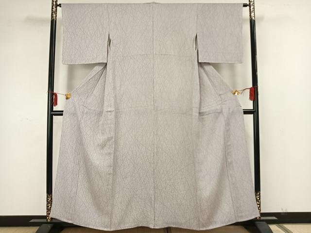 平和屋着物▽上質な小紋 単衣 よろけ縞 正絹 逸品 AAAZ1392fy