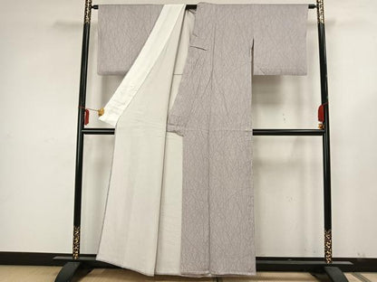 平和屋着物▽上質な小紋 単衣 よろけ縞 正絹 逸品 AAAZ1392fy