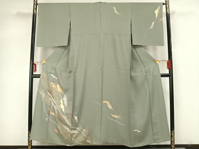 平和屋着物▽訪問着 単衣 幾何学文様 金彩 正絹 逸品 AAAZ1394fy