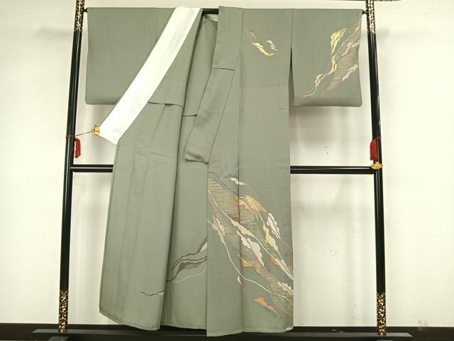 平和屋着物▽訪問着 単衣 幾何学文様 金彩 正絹 逸品 AAAZ1394fy