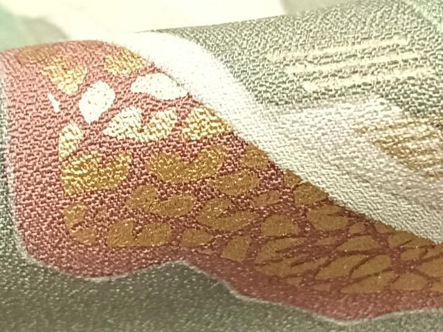 平和屋着物▽訪問着 単衣 幾何学文様 金彩 正絹 逸品 AAAZ1394fy