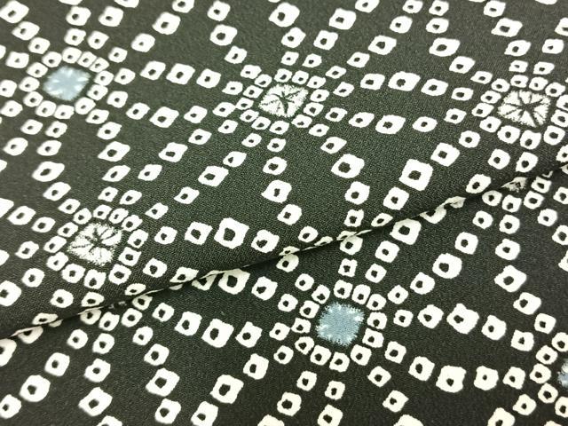 平和屋着物▽上質な小紋 単衣 麻の葉文様 黒地 正絹 逸品 AAAZ1396fy