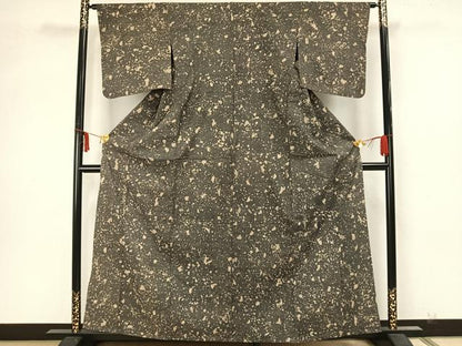 平和屋着物▽生紬 単衣 霞文 正絹 逸品 AAAZ1397fy