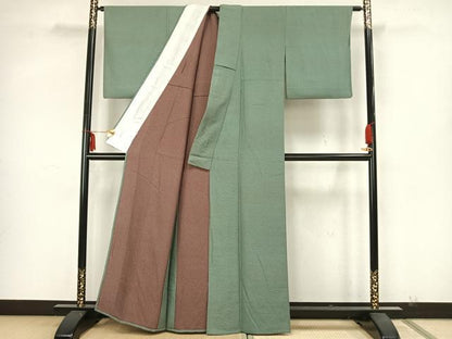平和屋着物▽上質な小紋　単衣　幾何学文様　正絹　逸品　AAAZ1399fy